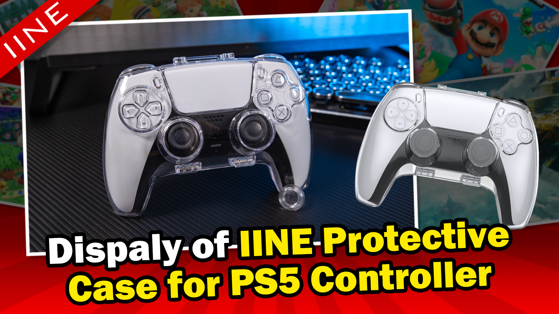 IINE Protective Case for PS5 Controller, Transparent Shell Storage