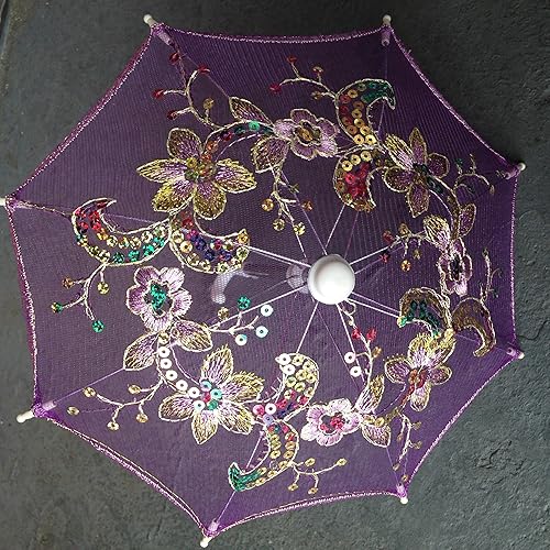 Miniatura 3 de CLGIFT Juego de 12 paraguas pequeño y pequeño bordado de encaje (solo 8 pulgadas) para decoración de fiesta de boda/ajuste de mesa/decoración de