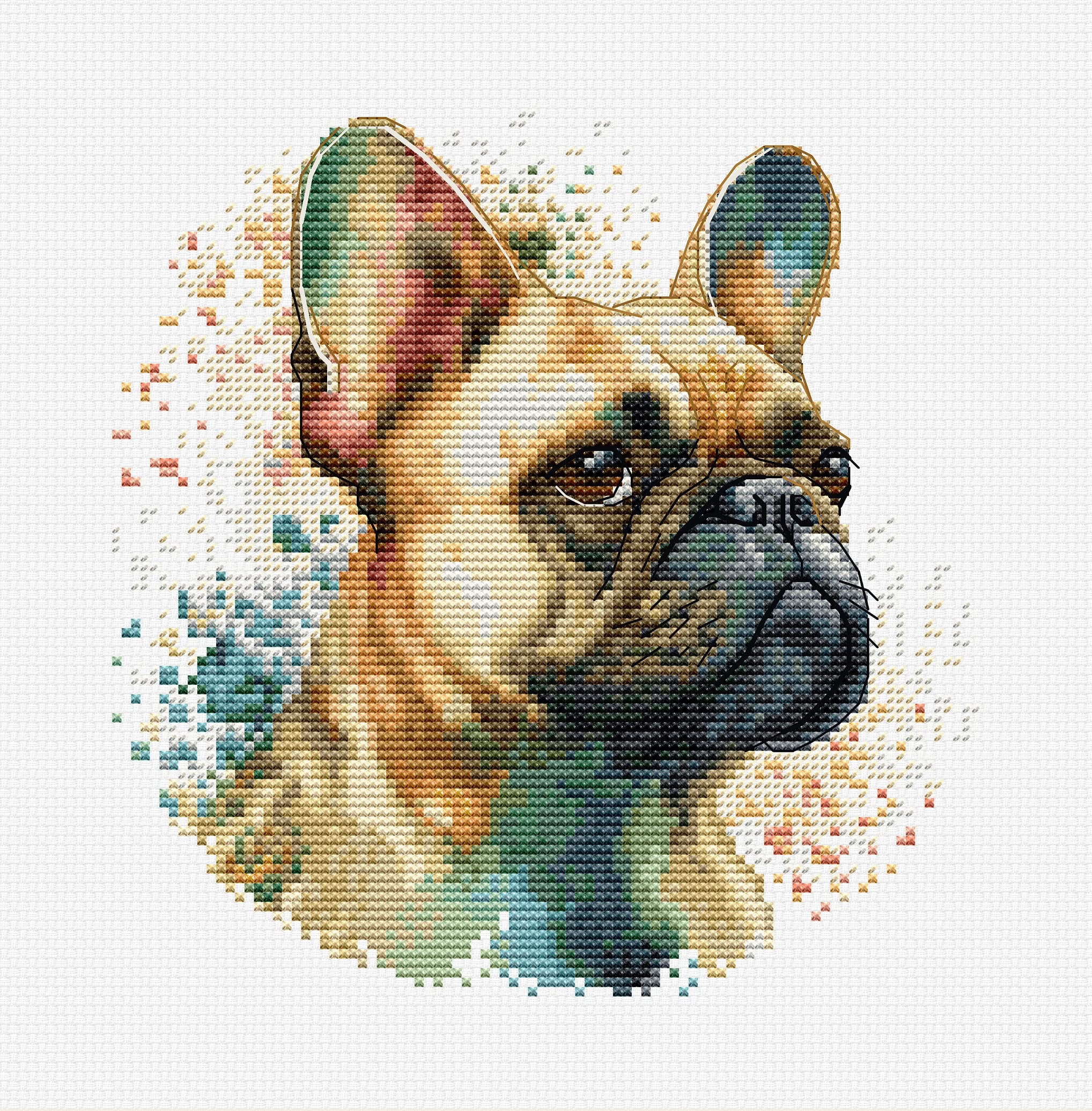 Luca-S Cross Stitch Kit with Hoop Included, Counted Cross Stitch Kit for Adults, Embroidery Kit (The French Bulldog)