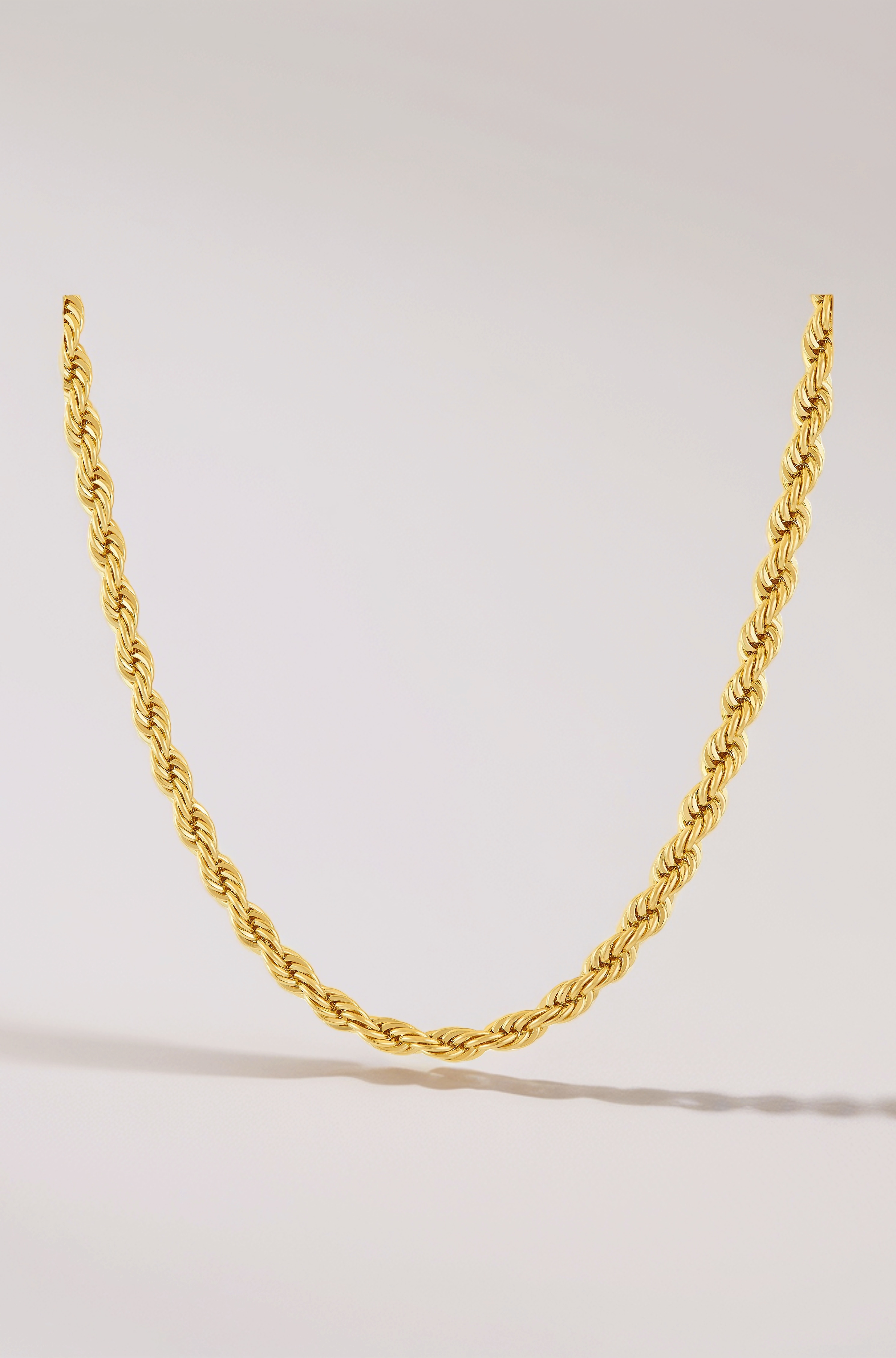 4mm Gold Rope Chain for Men & Women 24k Real Gold Plated Diamond Cut Gold Necklace 16 to 30 Inch