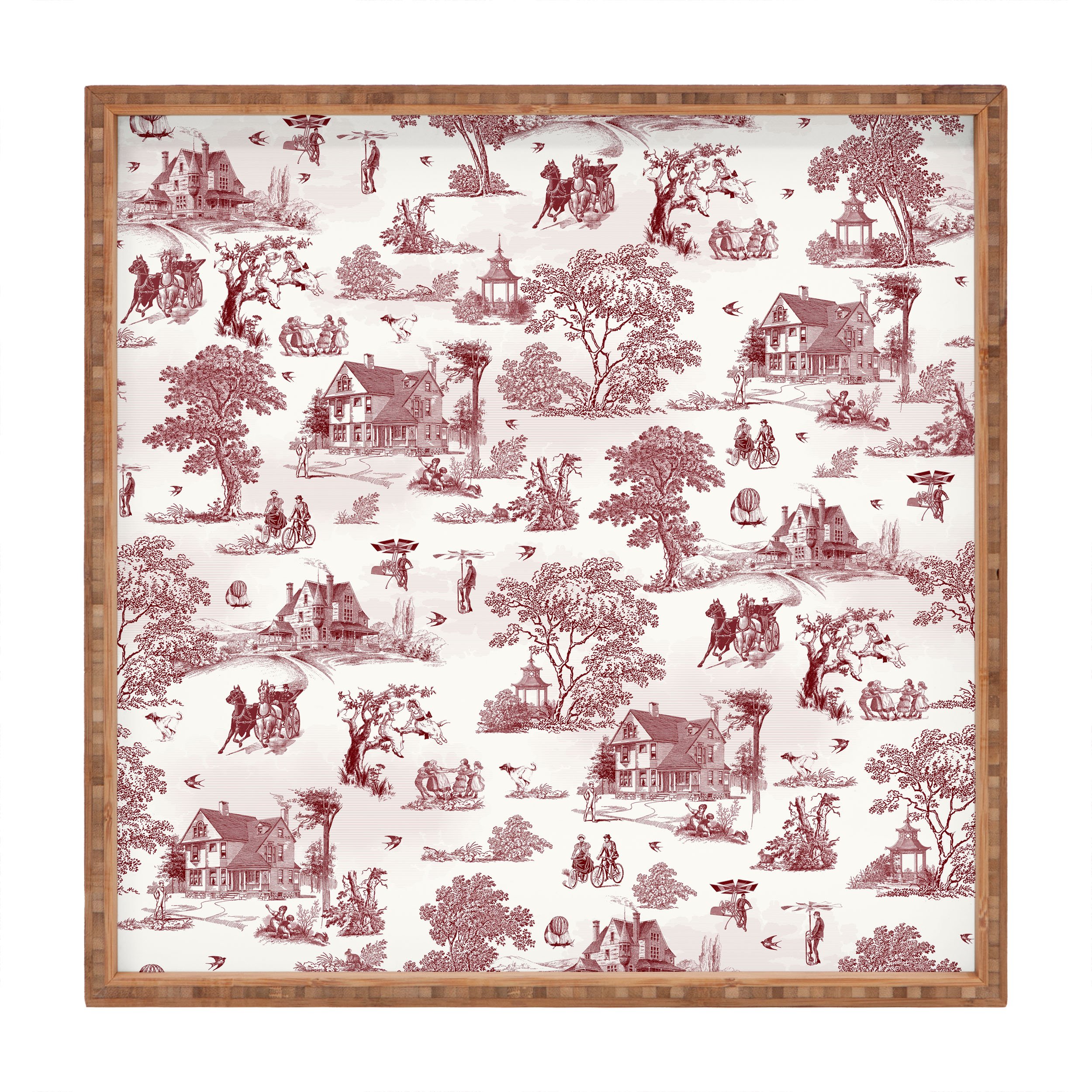 Deny Designs Belle13 Vintage Sunday Afternoon Indoor/Outdoor Square Tray, 16" x 16"