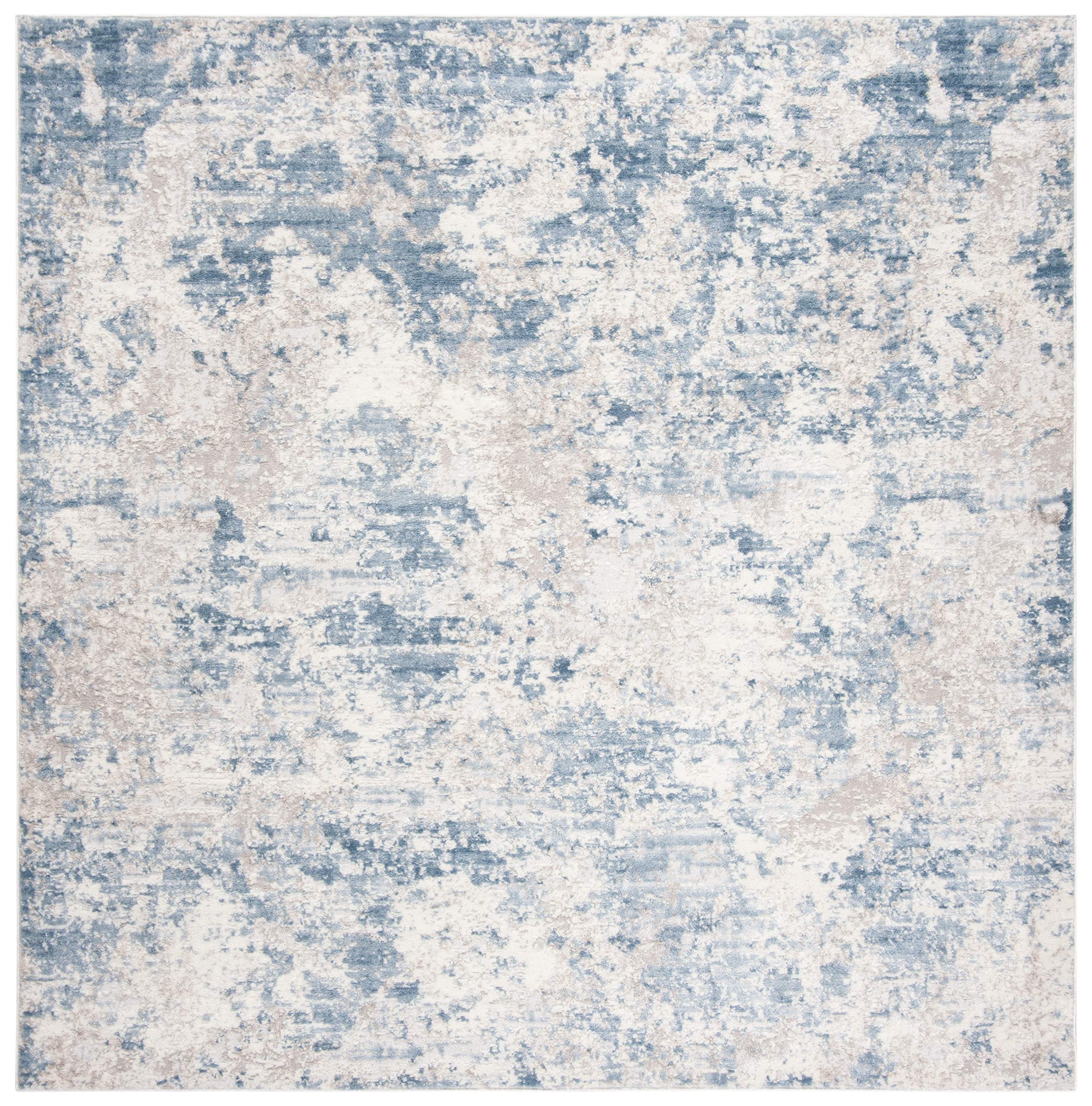 Safavieh Modern Rug for Living Room Dining Room, Bedroom - Amelia Collection, Short Pile, in Grey and Blue, 91 X 91 cm - Image 3