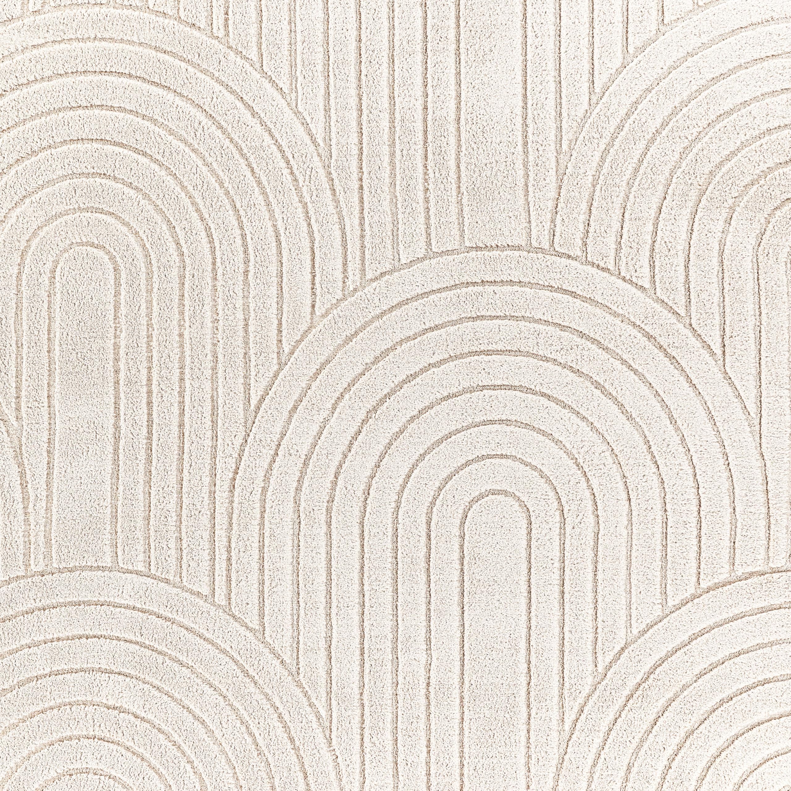 Paco Home Tapis Salon Chambre Adulte Poil Long Shaggy Motif Scandinave Motif Boho Arc-en-Ciel Lavable Beige Crème, Dimension:120x160 cm