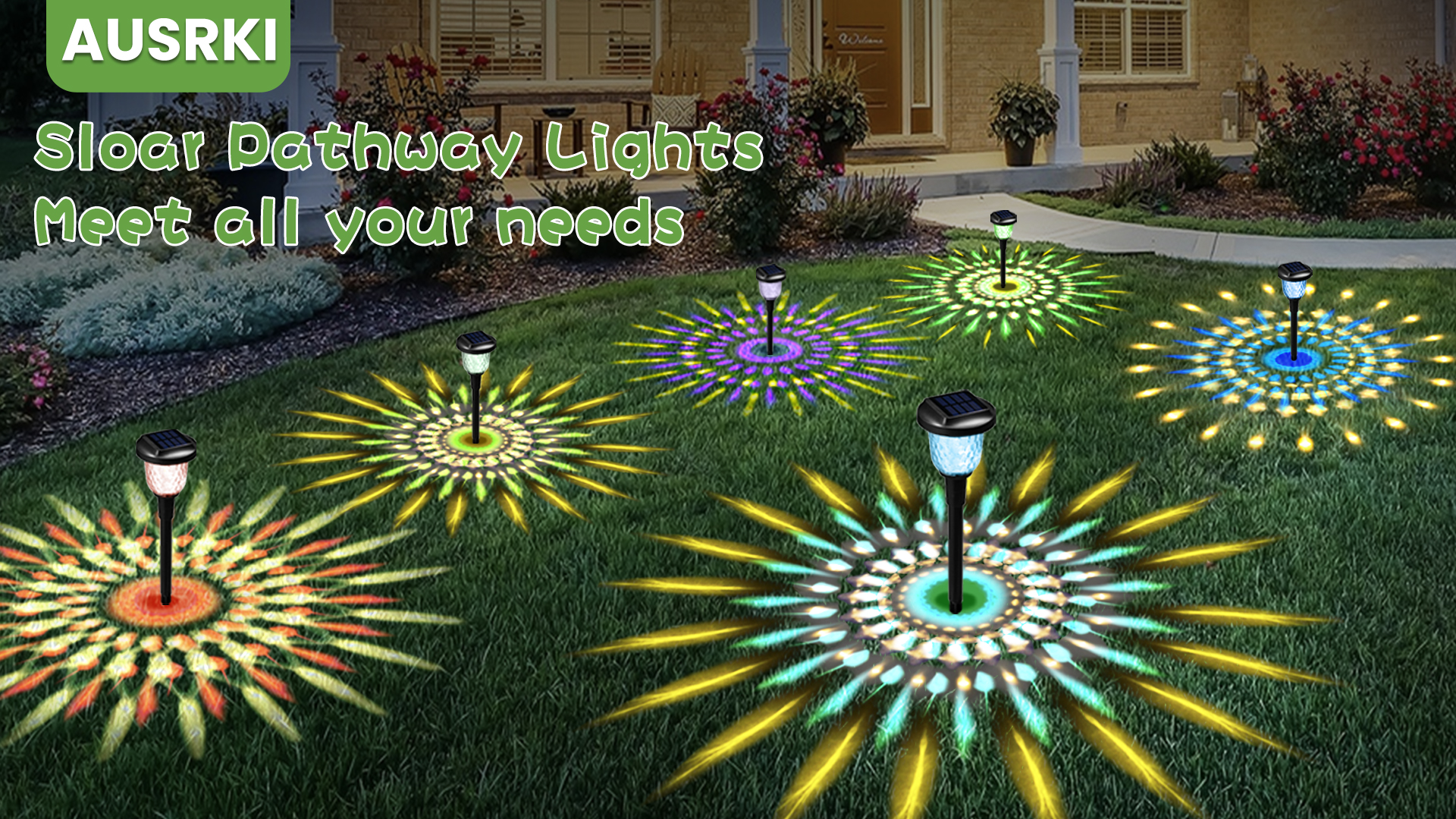 AUSRKI Solar Pathway Lights for Outside 8 Pack, Christmas