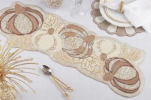 Miniatura 3 de Camino de mesa con cuentas de patchwork de calabaza