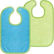 Lot de 2 bavoirs pour bébé/enfants - Bavoir avec bouton pression/Taille réglable/Extra Large/Très absorbant/certifié Öko-Tex/100% coton