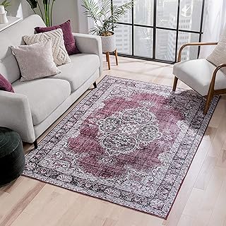 Well Woven Nile Tarifa Vintage Bohemian Medallion Red Machine Washable 3'9" x 5'7" Area Rug
