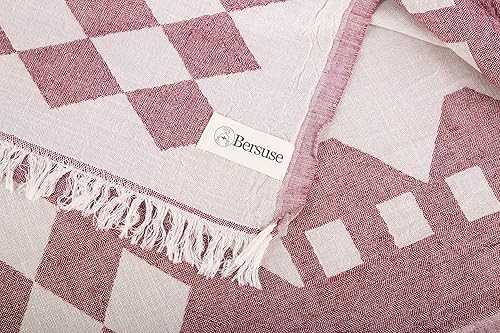 Miniatura 7 de Bersuse Manta turca 100% algodón Bahamas XL, 75 x 90 pulgadas, color borgoña