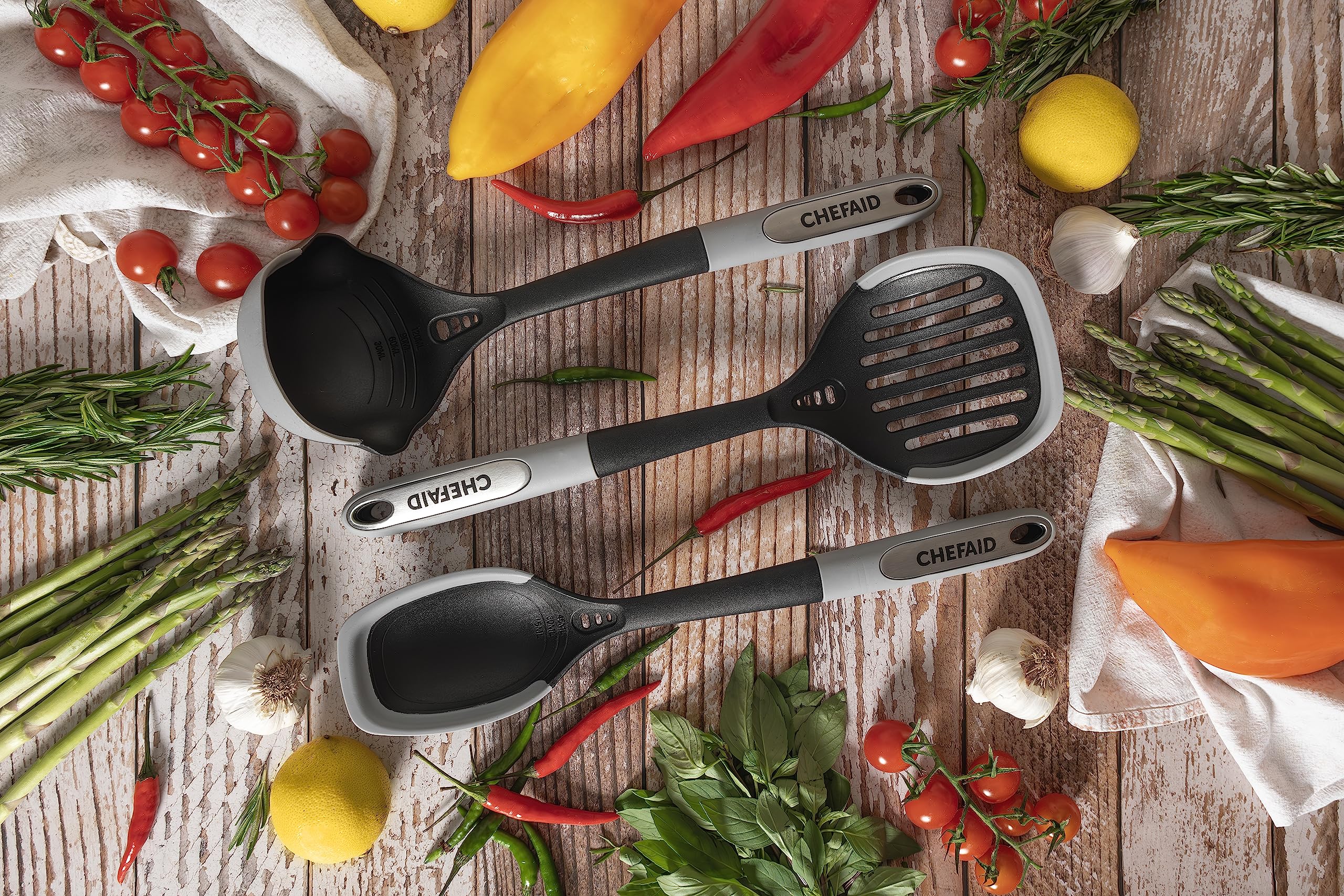 Spatola BBQ Chef Aid - Bordo Seghettato, Manico Gommato, Per Hamburger E Bistecche - Foto 12