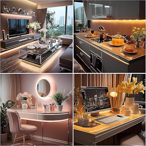 Miniatura 59 de Tira de luces LED cortas de 5 V USB LED, iluminación para gabinete, tira de luz LED COB de 3000 K, blanco cálido, no regulable, luces LED pequeñas