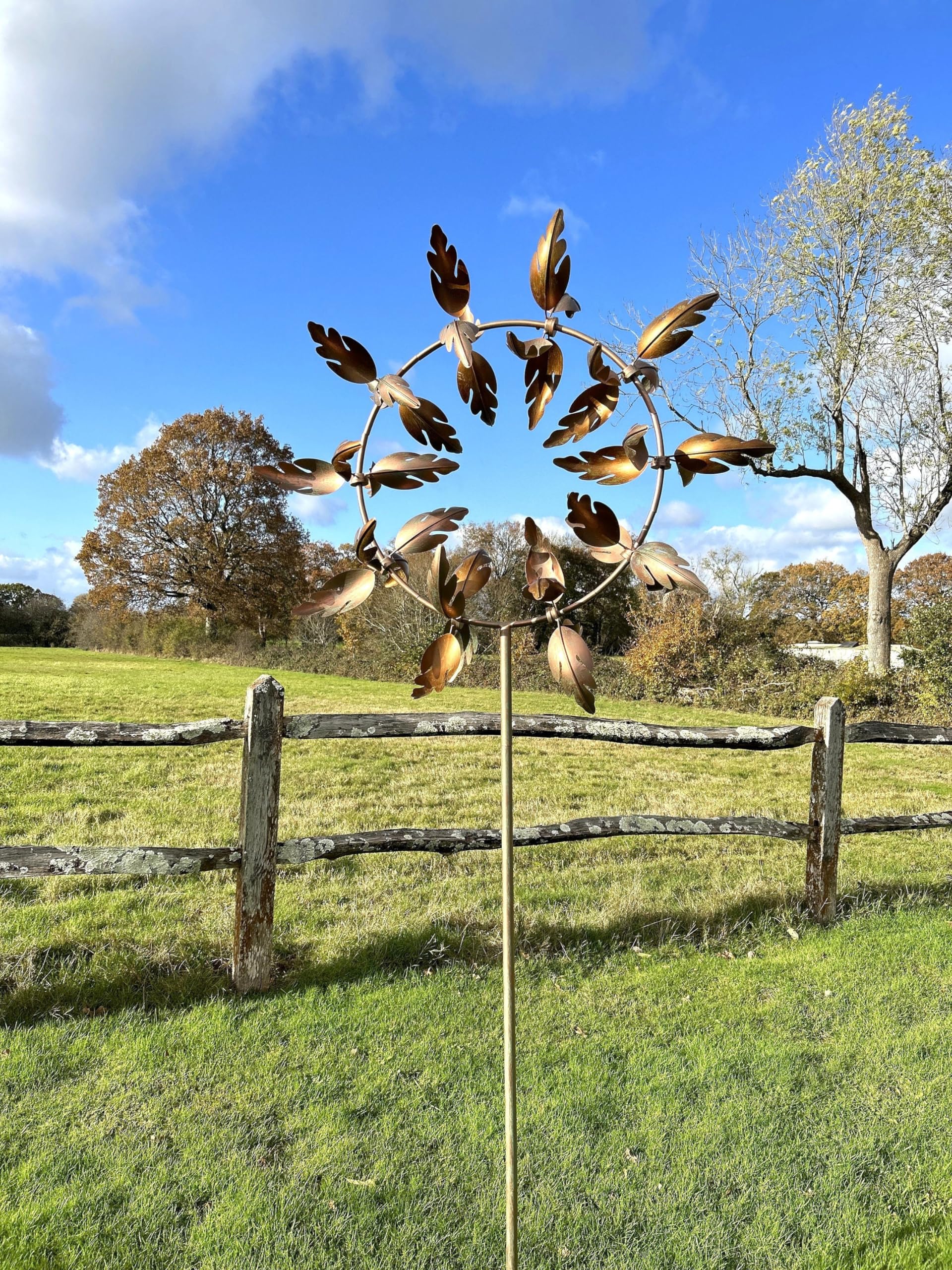 Creekwood Calcot Wind Spinner - Brushed Copper Metal Garden Ornaments - Kinetic Wind Spinners for Patio, Lawn, and Garden Decor - 93 inches (238cm)