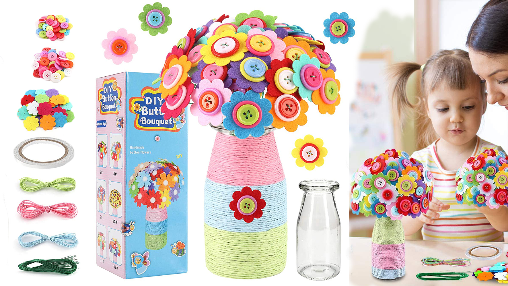 BBWELL Il Laboratorio dei Fiori,Bouquet Fiori Bambini,Giocattolo Creativo con Macchina per la Produzione di Fiori Bambini,Bouquet Esclusivi per Ragazze dai 3 ai 9 Anni e Regalo di Compleanno - Rosa