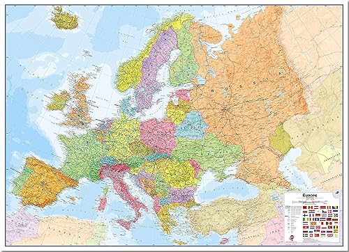 Maps International Mapa de pared grande de Europa política - Pinboard - 39 x 53