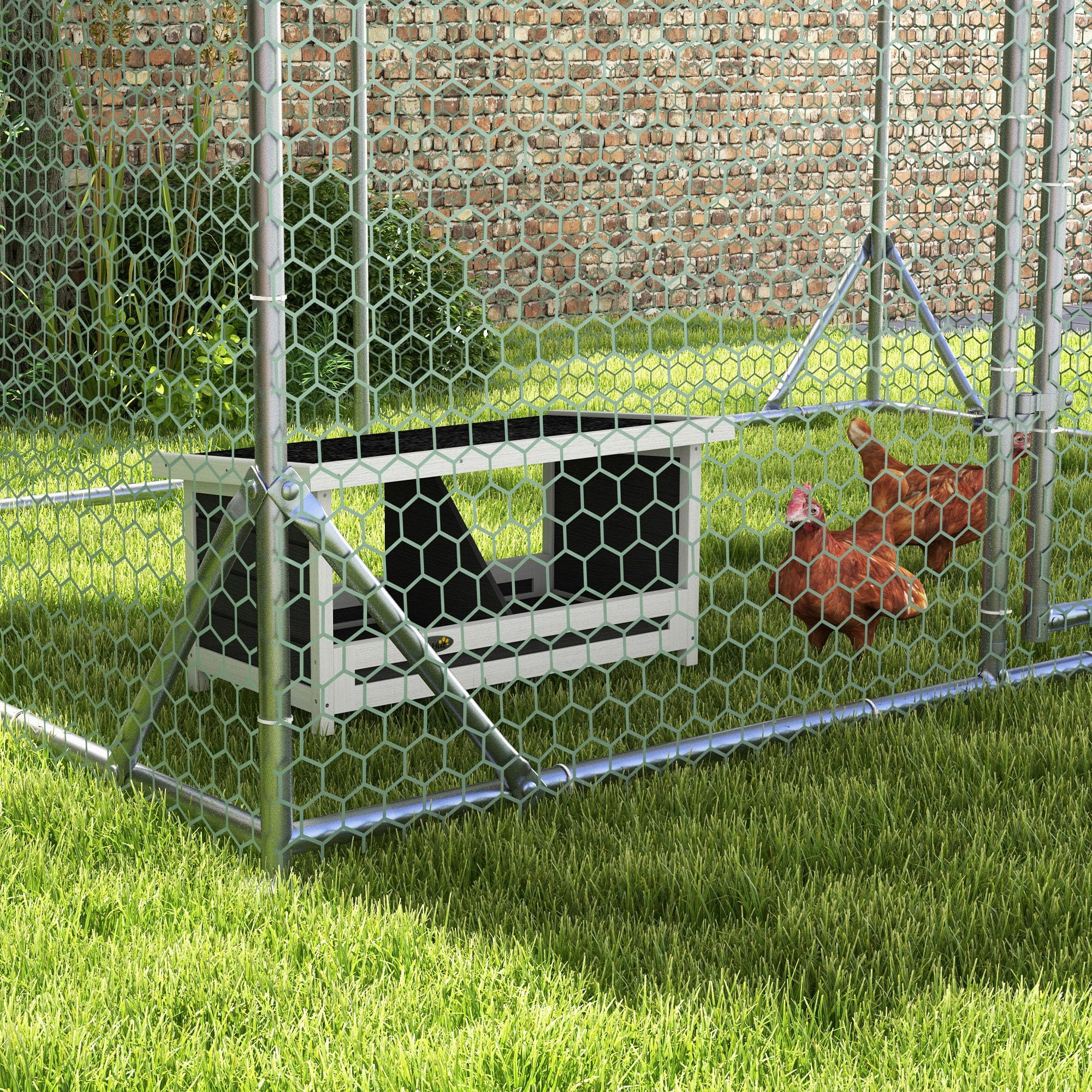 PawHut Legenest für Hühner, Abrollnest aus Holz mit Asphaltdach, erhöhtem Boden, Hühnernest für bis zu 2 Hühner, Geflügelnest für Kleintierstall 66 x 37 x 34 cm, Grau