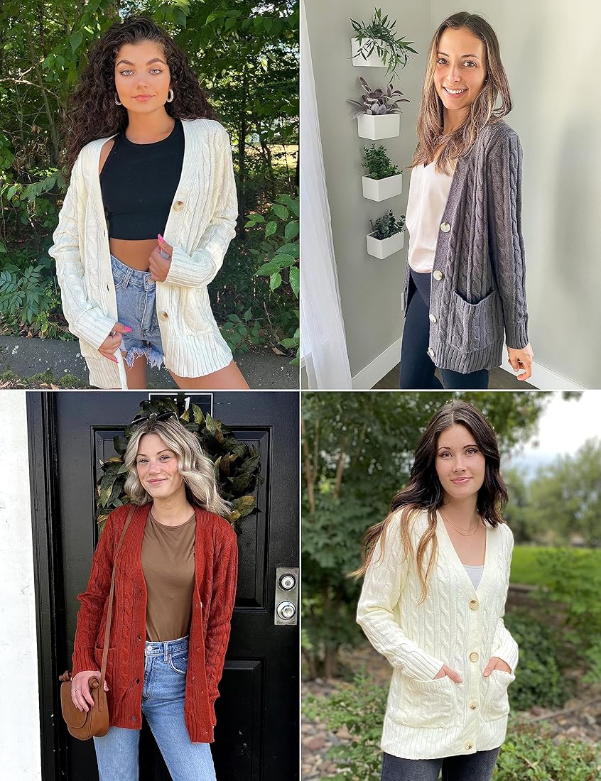 Buy MEROKEETY Women's 2025 Fall Cable Knit Cardigan Sweater Chunky Buy MEROKEETY Women's 2025 Fall Cable Knit Cardigan Sweater Chunky