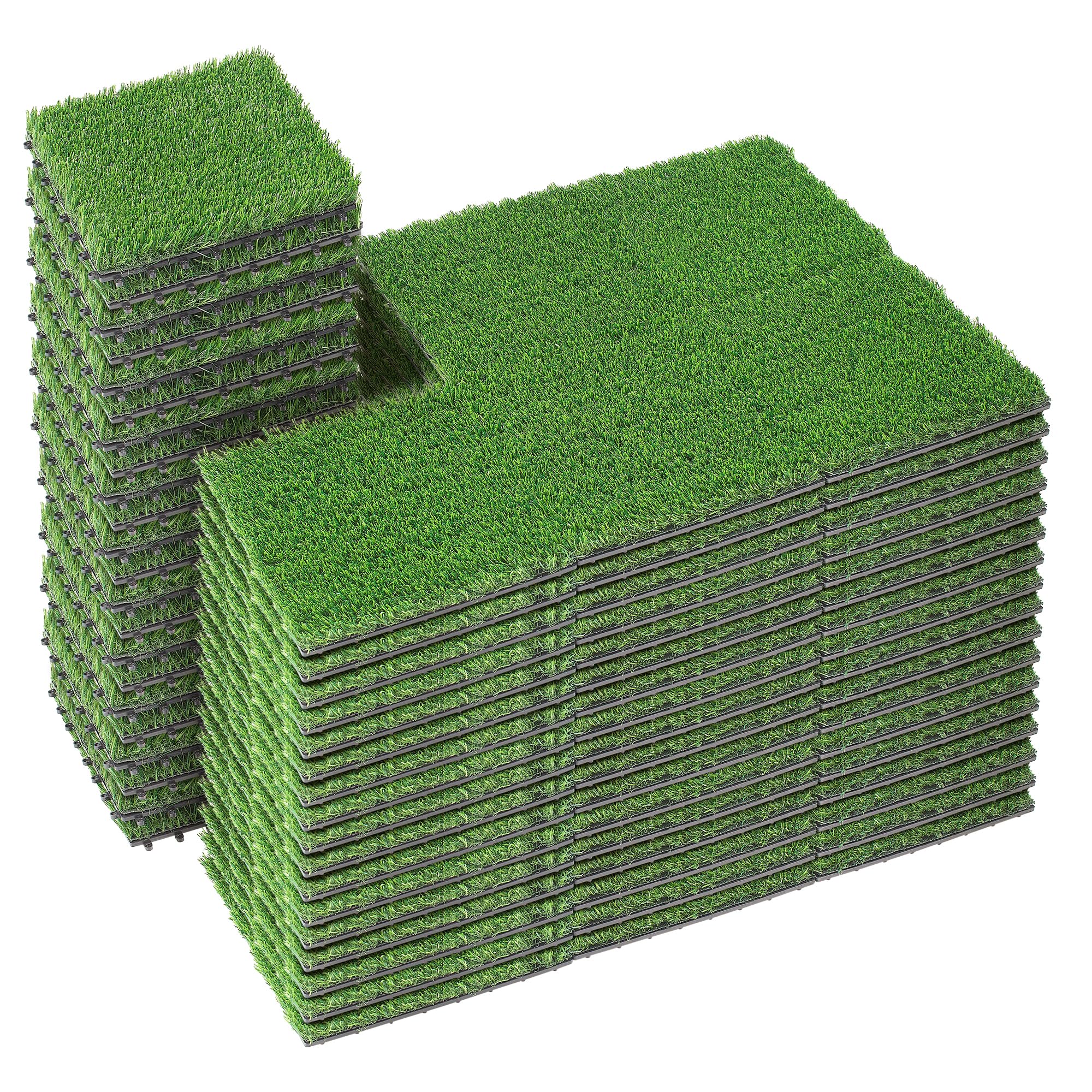 PrimeZone 108 Packs Interlocking Artificial Grass Tiles - 12"x12" Turf Outdoor Indoor Fake Grass Deck Flooring Set for Patio, Balcony, Backyard