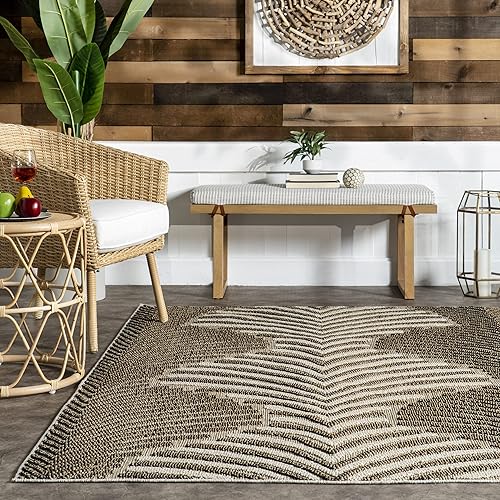 Miniatura 9 de nuLOOM Mandie Modern Zebra - Alfombra de área para interiores y exteriores, 7 x 9 pies, color beige