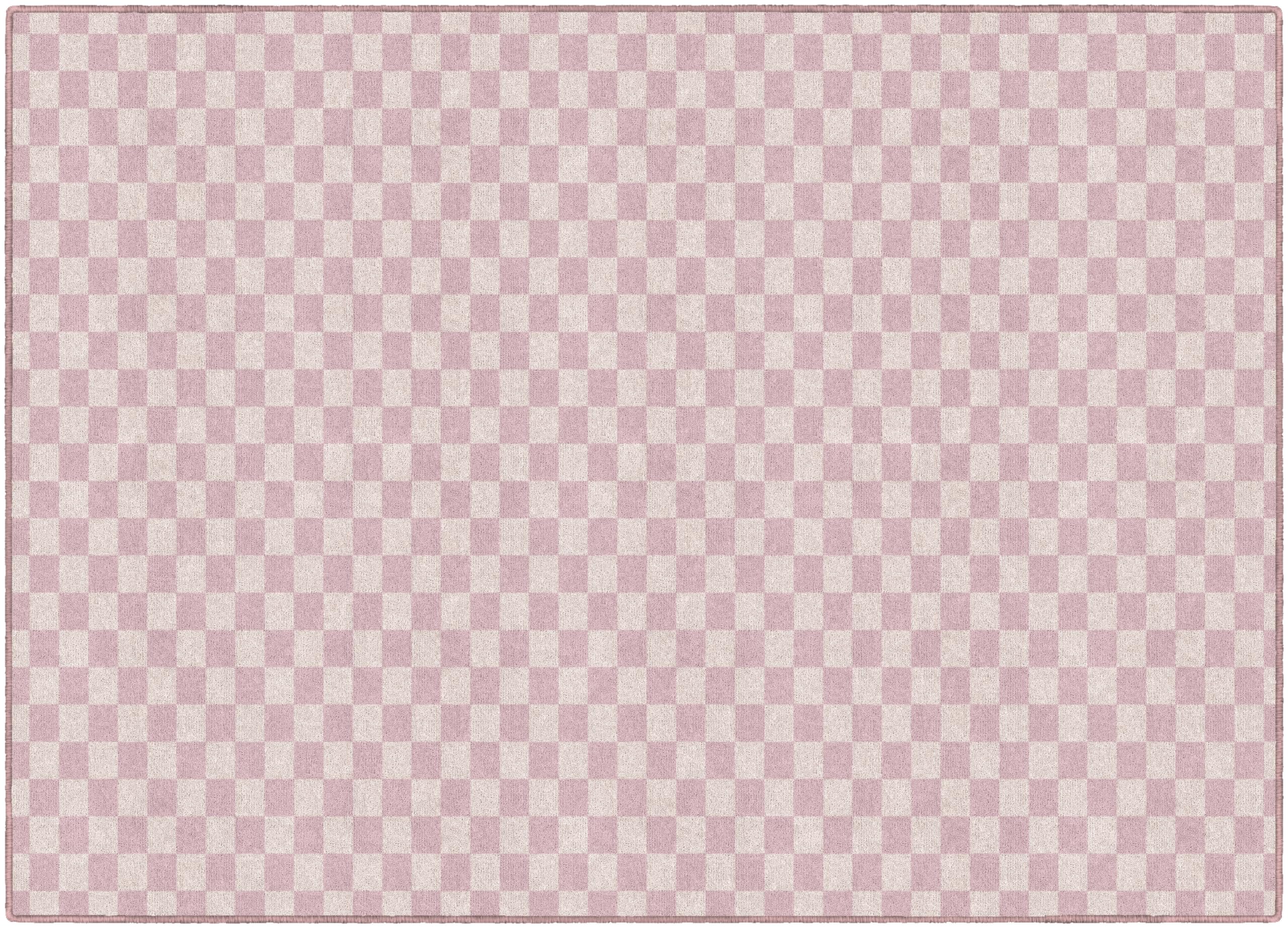 Flagship Carpets Schoolgirl Style Pink Checkerboard Educational Area Rug for Kids Room Seating Décor, Children's Classroom, Play Carpet for Teaching