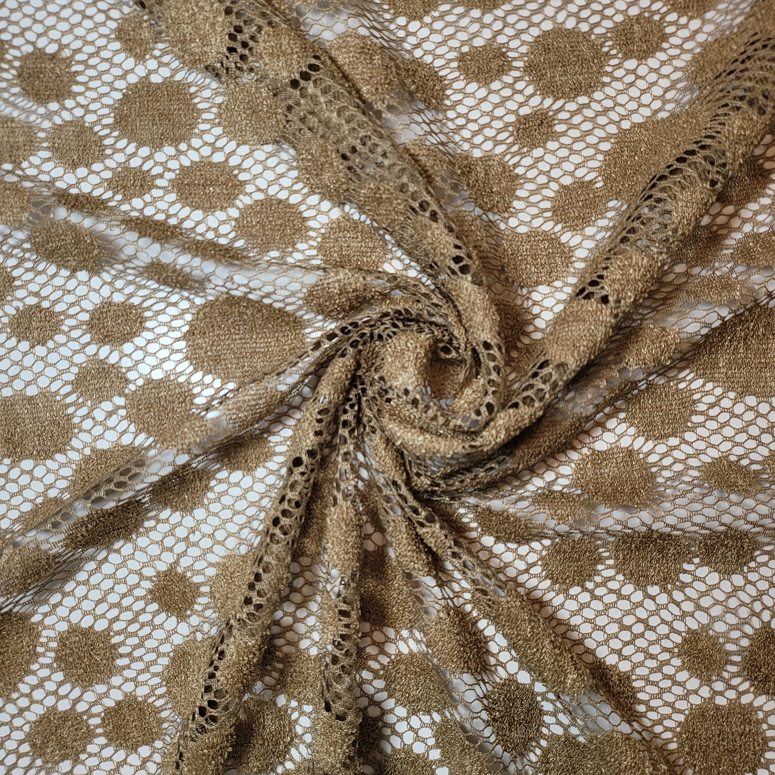 African Vintage Embroidery Bridal Nigerian French Embroidery Corded Budget Guipure Lace Mesh Net Fabric 54" Corded Budget Guipure Lace Mesh Net Fabric 54" (5 Meter, Beige Spot) โ image 1