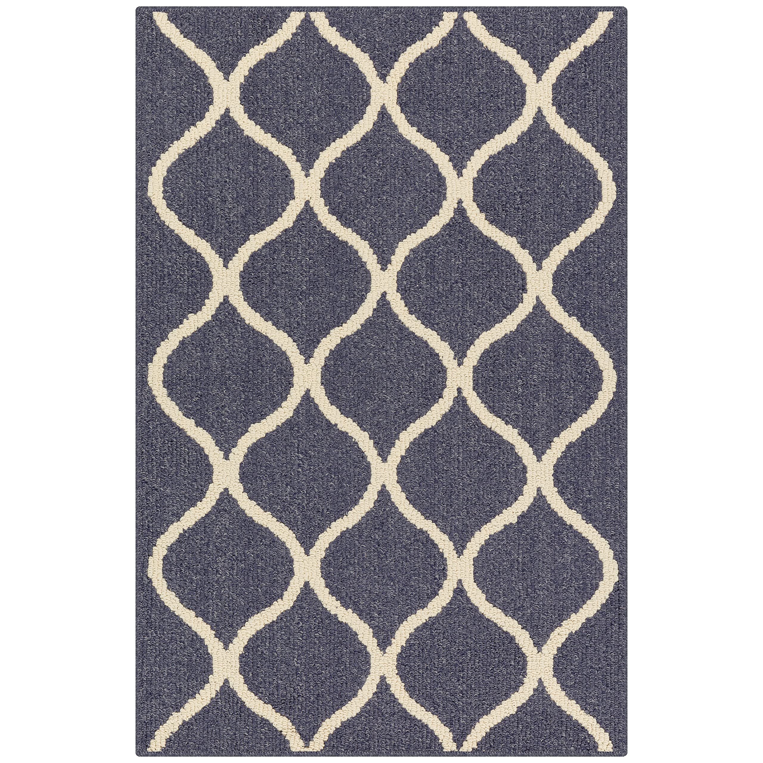 Maples RugsRebecca Contemporary Kitchen Rugs Non Skid Accent Area Carpet [Made in USA], 2'6" x 3'10", Indigo Blue