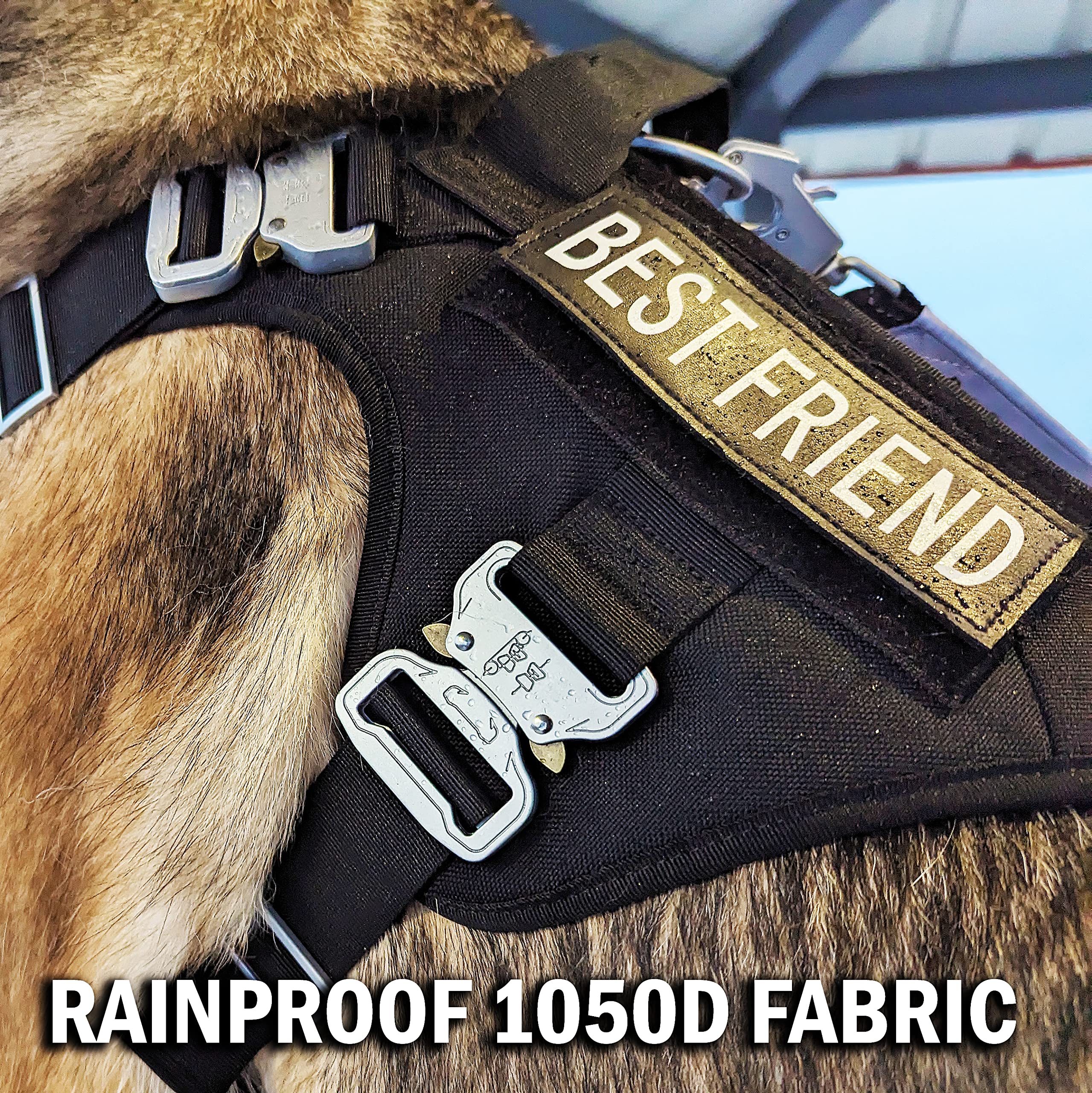 Pets ProMax - Arnés táctico para Perros con 4 Hebillas de Metal [Chaleco Impermeable para Perros K9 arnés táctico para Perros con Molle], arnés Resistente para Perros Grandes (Mediano M, Negro)