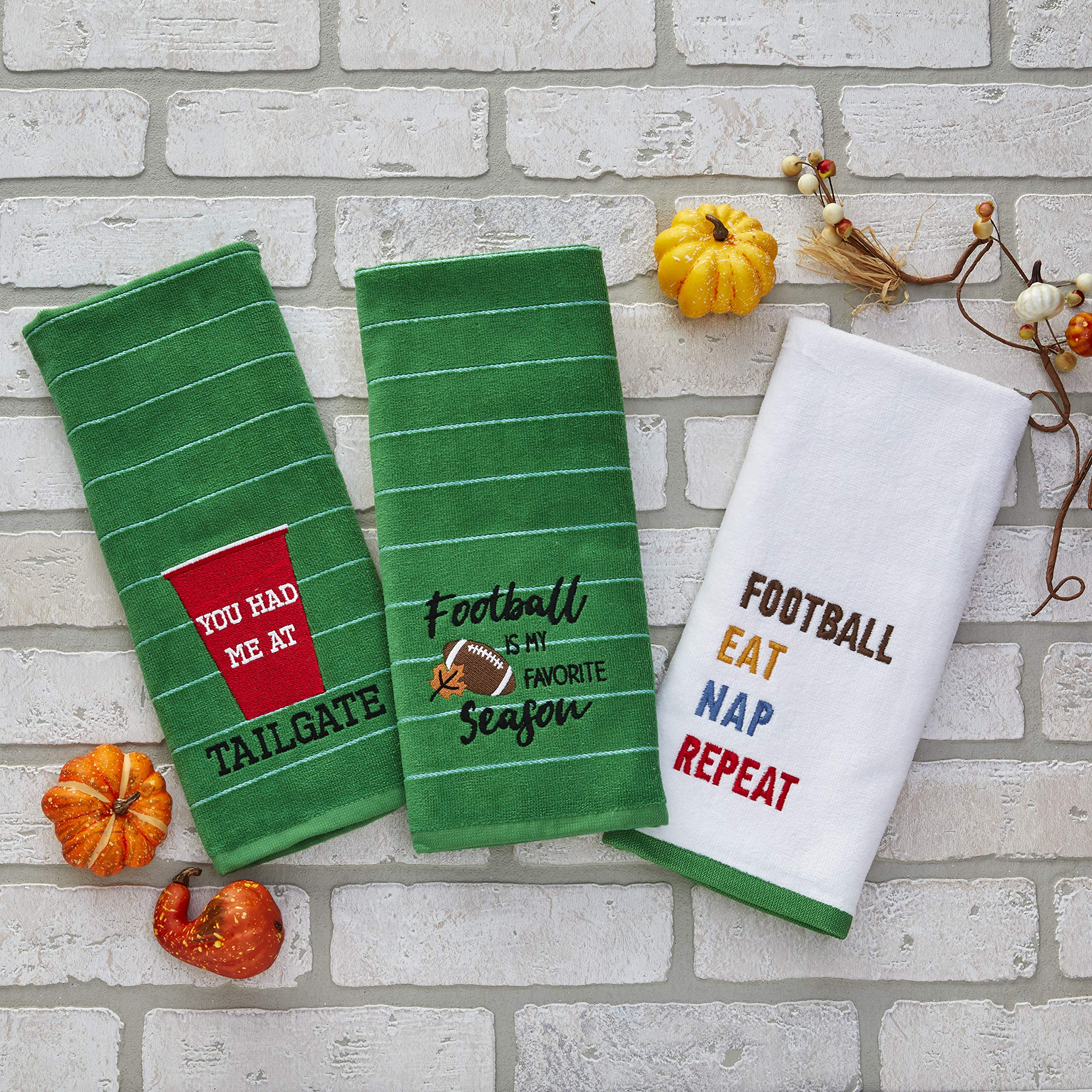 SKL Home Handtuch-Set "Football Is My Favorite Season" - 2-teilig, Aus Baumwolle, 40,6x63,5 Cm, Grün