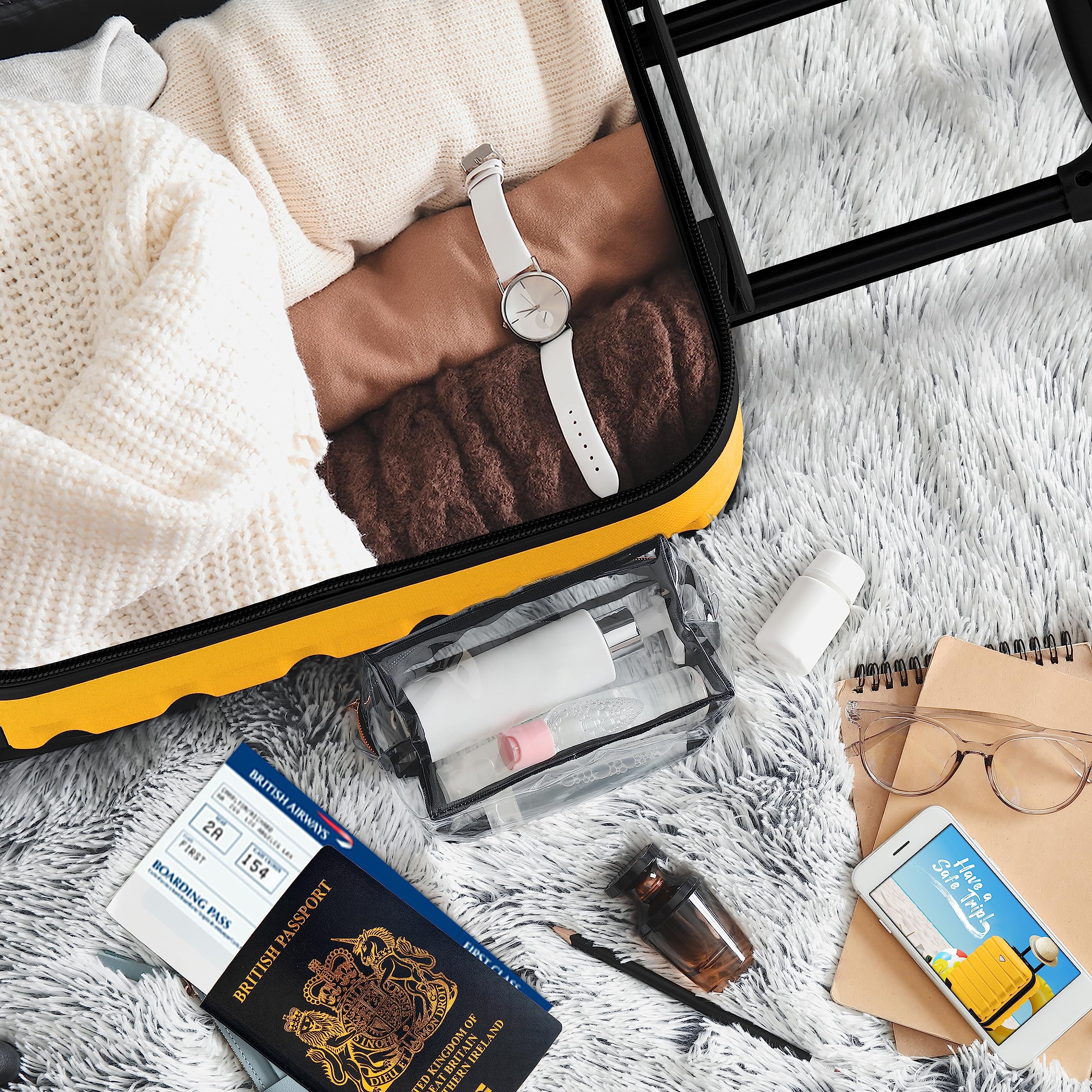 Flight Knight EasyJet Cabin Bag 45x36x20, Underseat, Lightweight Small Durable 4 Wheel Cabin Suitcase, Maximum Carry-On Size, ABS Hard Shell, 10kg Hand Luggage Bag- 45 x 36 x 20 cm Travel Bag