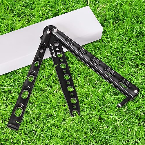 Miniatura 6 de Cuchillo y peine mariposa de entrenamiento sin filo color negro, por Moon Boat