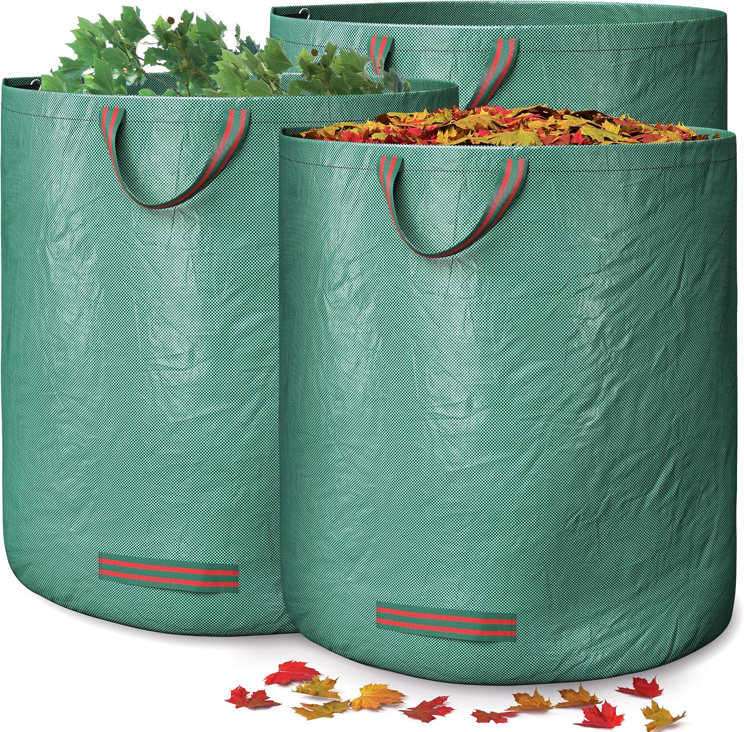 GardenGloss® Garden Waste Bags Heavy Duty with Handles (3pcs), 272L High Capacity Garden Bag, UV Stable and Water Repellent