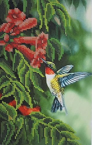 Kit de bordado de cuentas de pájaro de colibrí, kits de tapiz de punto de cruz con cuentas patrón de abalorios DIY para colgar en la pared 3D Perle