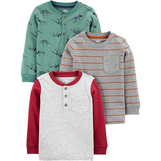 Simple Joys by Carter's Pacote com 3 camisetas de manga comprida para meninos