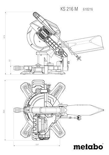 metabo Kappsäge KS 216 M - 1100 W, 216 mm Sägeblatt - Präzisionsschnitt, LED-Schattenlinie...