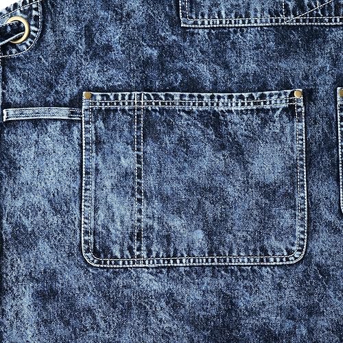 Miniatura 9 de Jeanerlor - Delantal de mezclilla con bolsillos para mujer y hombre - Estilo de lavado  Ajustable S a XXL, Negro -