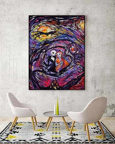 Miniatura 2 de Uhomate Jack Sally Jack y Sally Nightmare Before Christmas Vincent Van Gogh - Pósteres de noche estrellada para el hogar, lienzo para pared,