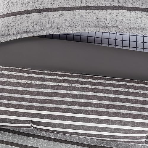 Miniatura 3 de Serta Simply Clean Conrad - Juego de edredón completo de 7 piezas a rayas abigarradas en una bolsa, juego completo de ropa de cama con sábanas