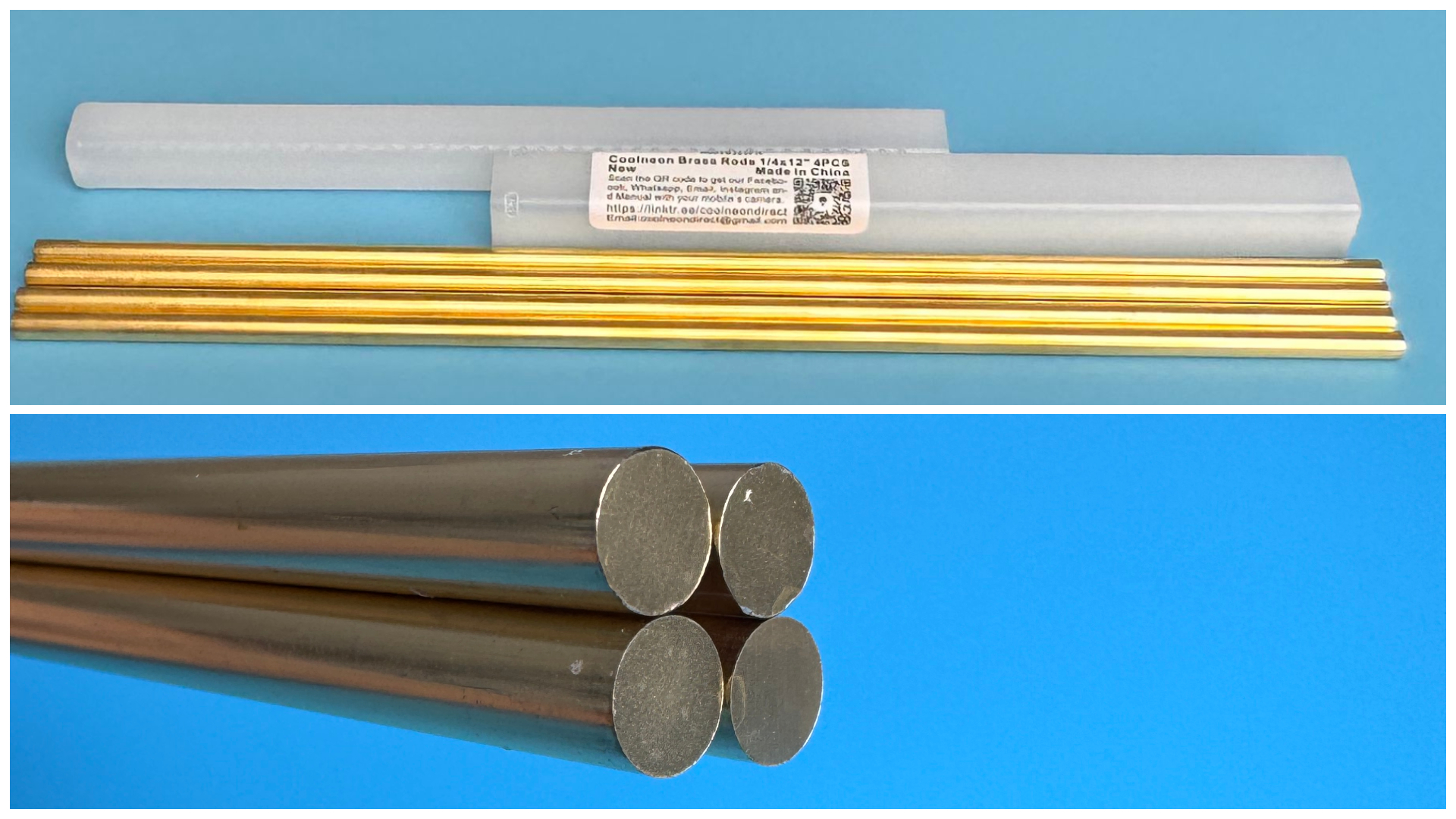 Image of 1 /4 inch Brass Rods 1 /4 x 12 in, 4 Pcs for Knife Making Knife Handles Pins Stock Knife Scale Solid Round Brass Rod Dowel Rivet Gunsmithing Crafts Modeling Hobby