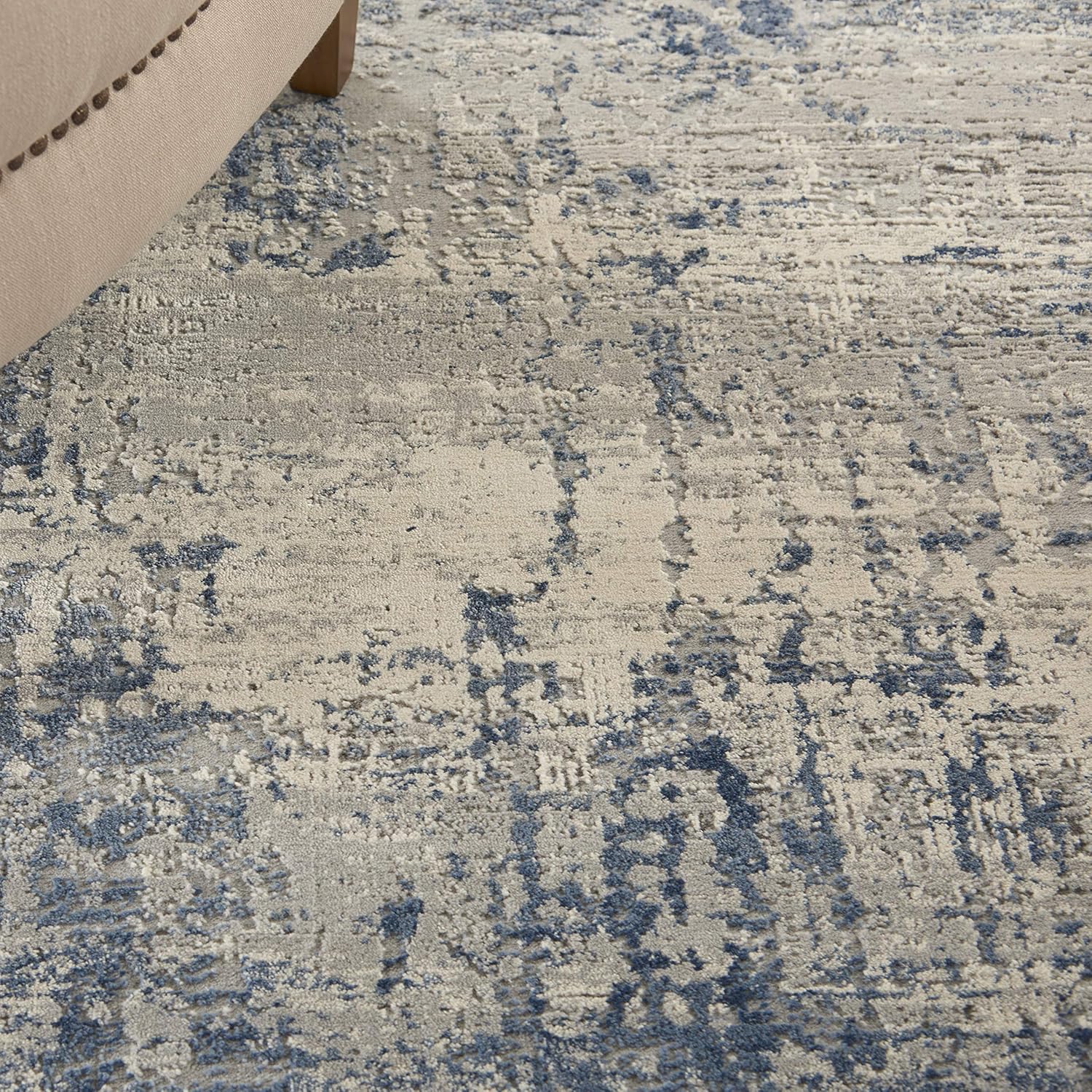 Nourison Home Rustic Textures Modern Artistic Ivory/Blue 3'11" x 5'11" Area Rug, Easy Cleaning, Non Shedding, Bed Room, Living Room, Dining Room, Kitchen(4' x 6')