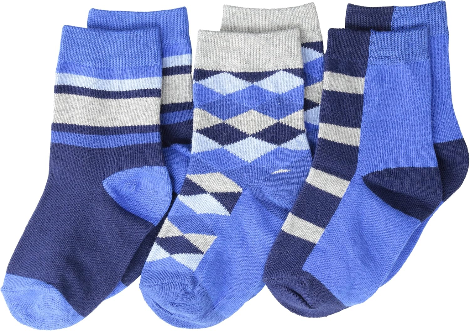 Jefferies Socks Boy's Argyle Stripe Crew 3 Pair Pack
