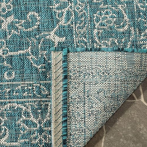 Vista 217 de SAFAVIEH Courtyard Collection - Alfombra decorativa, 2 pies 3 pulgadas x 5 pies, turquesa, no desprende pelusa y de fácil cuidado, para interiores