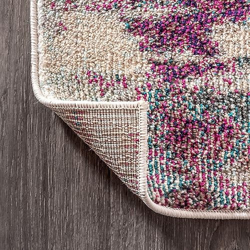 Miniatura 4 de JONATHAN Y Alfombra contemporánea POP moderna abstracta de pincelada cremarosa de 5 pies x 8 pies, bohemio, fácil de limpiar, para dormitorio,