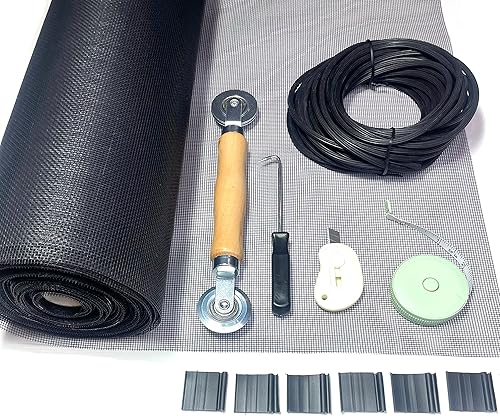 Miniatura 2 de Kit de reparación de pantalla y puerta de mosquitera, malla de fibra de vidrio con herramienta de enrollamiento de ranurasgancho de extracción de