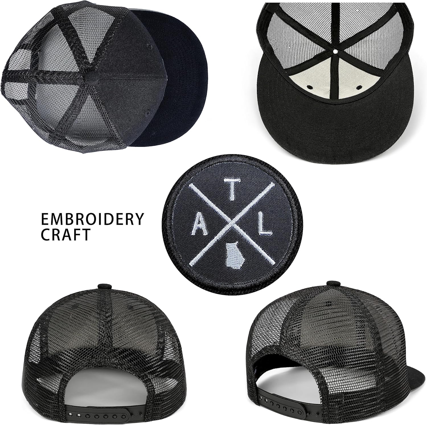 City Flat Brim Snapback Trucker Hat Unite State Adjustable Baseball Cap Mesh Hip Hop Flat Bill hat for Men & Women - Image 4