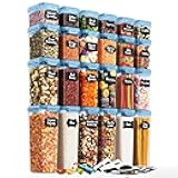 Chef's Path Airtight Food Containers with Lids (24 Pack - Blue) Kitchen Pantry Organization - BPA Free Food Storage Organizers for Cereal, Brown Sugar, Dry food - With Marker, Labels & Spoons