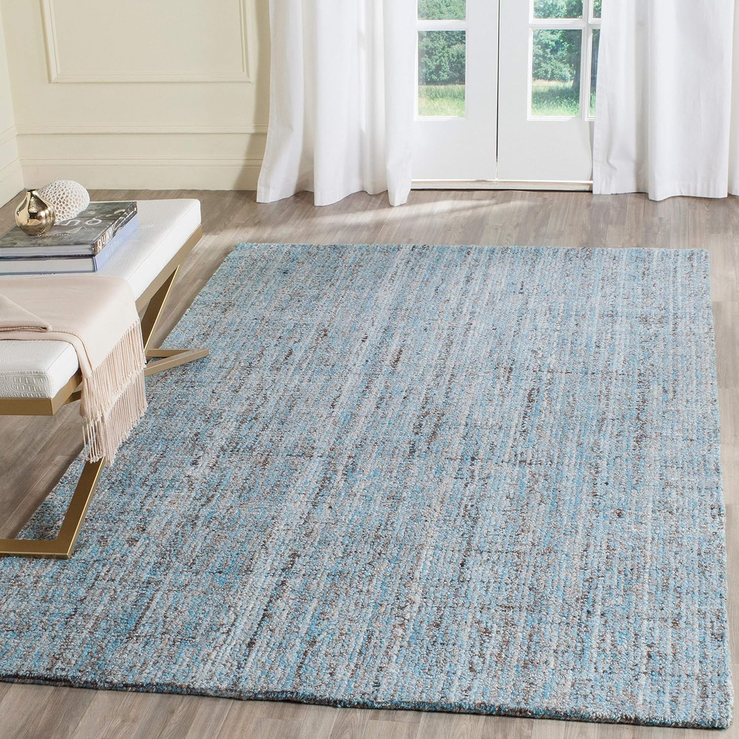 SAFAVIEH Area Rug 8x10 - Abstract Collection - Large - Light Grey, Handmade Wool & Viscose, Ideal for Living Room, Bedroom, Office, Dining Space (ABT141E)