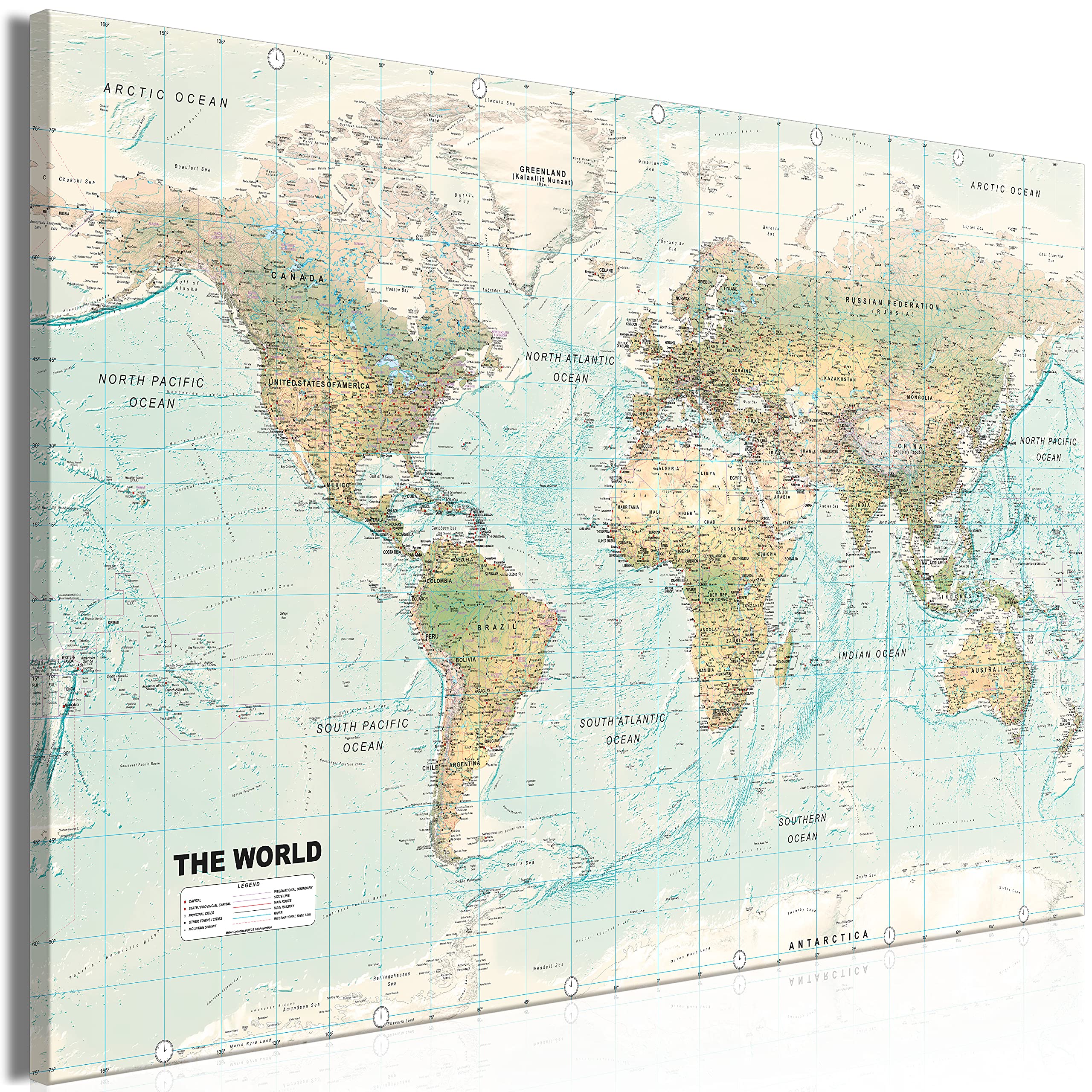 murando Cuadro Mega XXXL Mapa del mundo 160x80 cm Cuadro en Lienzo en Tamano XXL Grande Gigante Imagen Para Montar por uno Mismo Decoración De Pared DIY marrón mapa k-A-0207-ak-h
