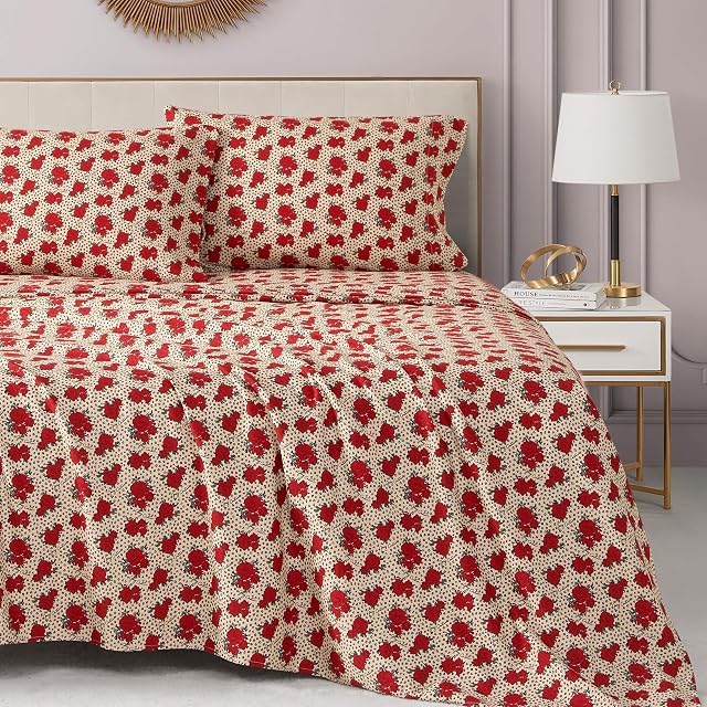 Juicy Couture Rose Leopard Printed Microfiber Sheet Set, 4-Piece King