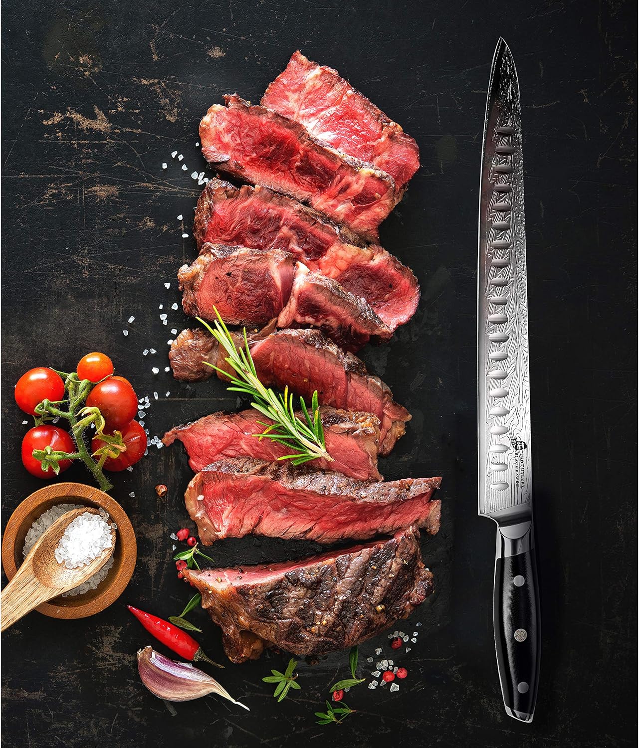 TUO Carving Knife - 12 Inch Brisket Carving Knife for Meat and Turkey - High Carbon Stainless Steel - Full Tang G10 Handle with Gift Box - Black Hawk S Series