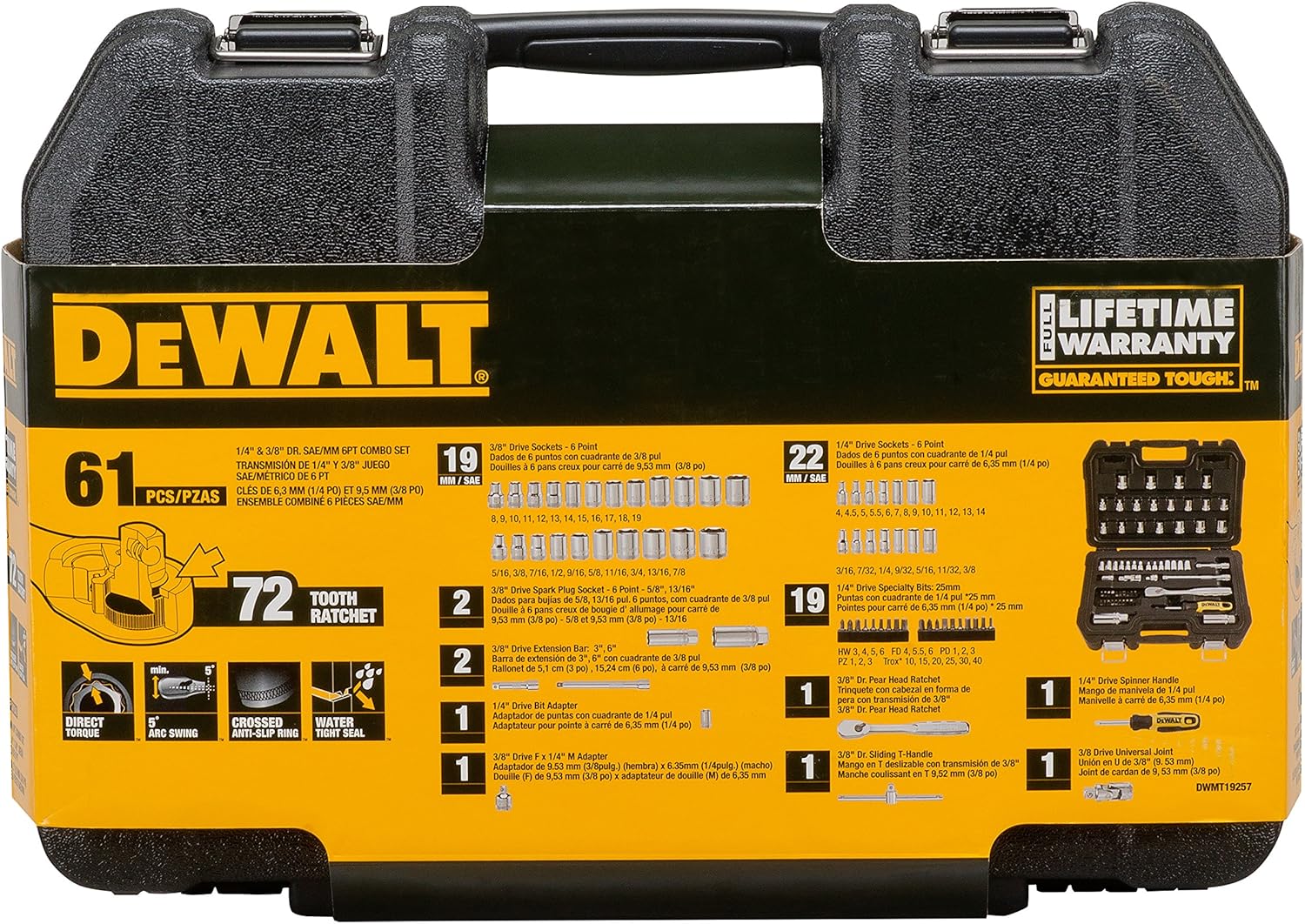 DEWALT DWMT19257 60PC 1/4" & 3/8" STD 6PT Set