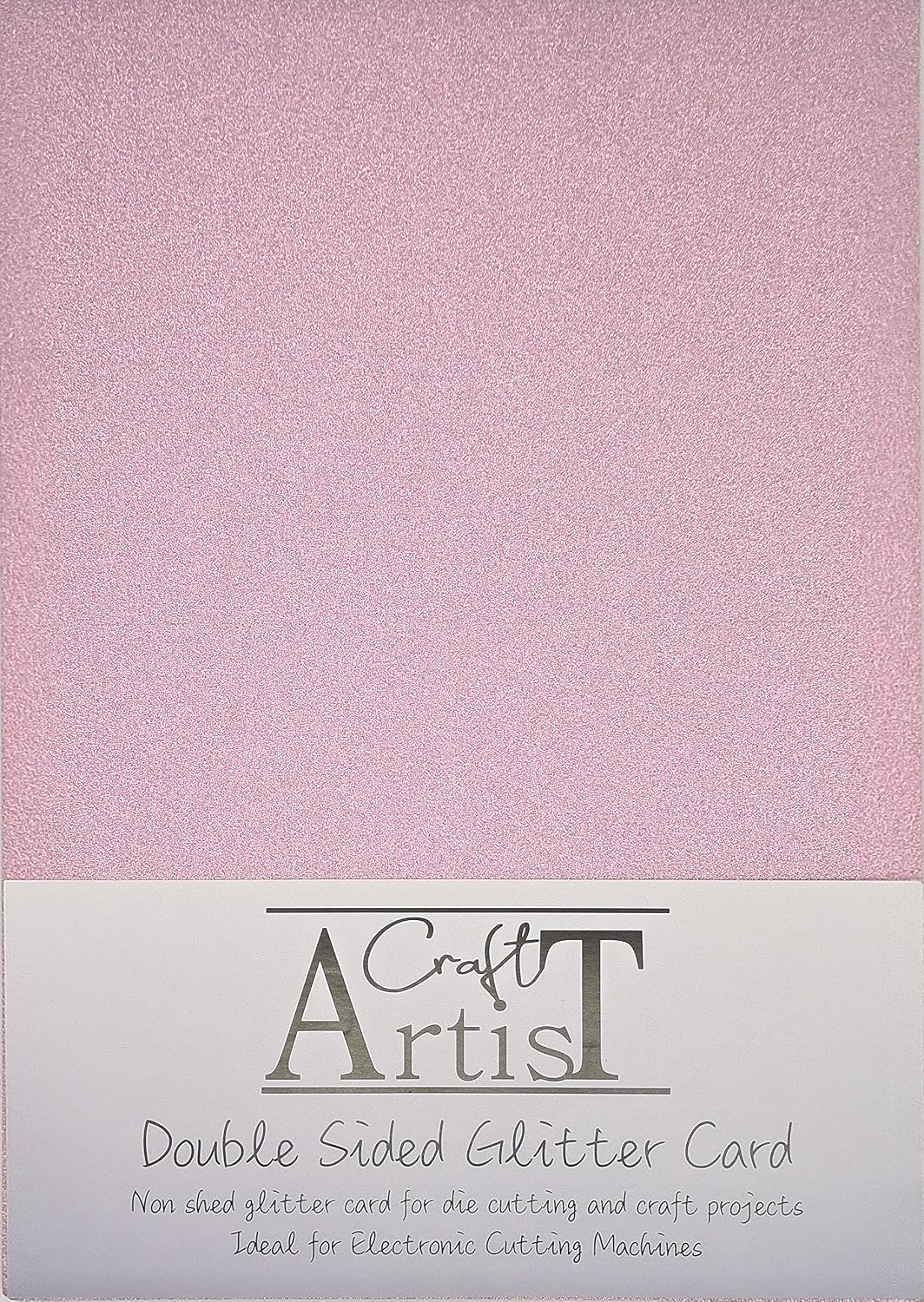 Craft Artist A4 Double-Sided Glitter Card Baby Pink, 250GSM, Non Shed, Use with Cricut, Brother, Silhouette