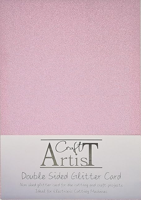 Craft Artist A4 Double-Sided Glitter Card Baby Pink - 250GSM - Non Shed - Use with Cricut, Brother, Silhouette - for Paper Craft, Birthday Toppers, Home Decor, Stationary, Baby Pink (10 Pack)